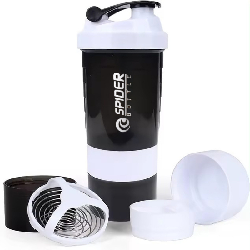 550ml de tres capas shaker taza de gran capacidad de taza de polvo de proteína taza de agua deportiva taza de gimnasio de mano taza de batido al aire libre