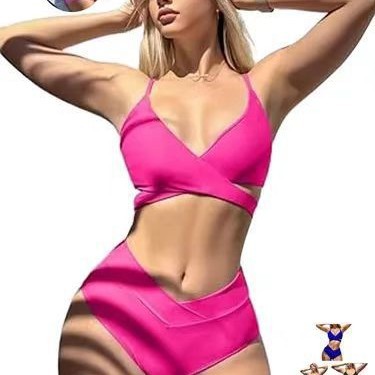 Costume da bagno due pezzi bikini sexy da donna con lacci in tinta unita, stile europeo americano, senza ferretto, per le vacanze_voghion.com