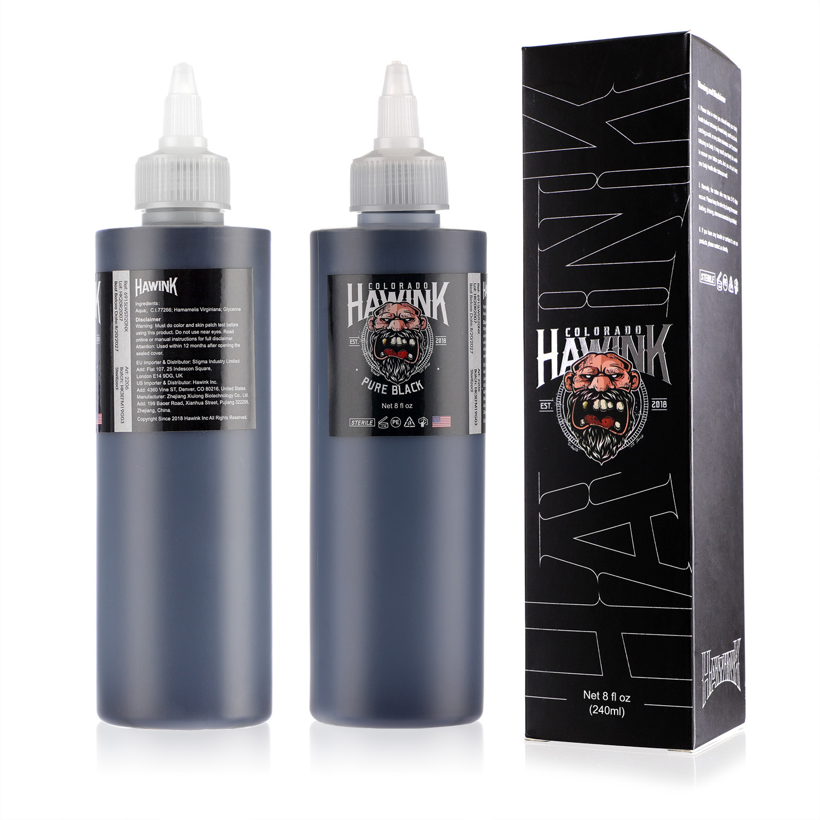 Tinta de tatuaje Haiwnk 240ml botella grande tinta de tatuaje negro pigmento de tatuaje negro equipo de tatuaje transfronterizo