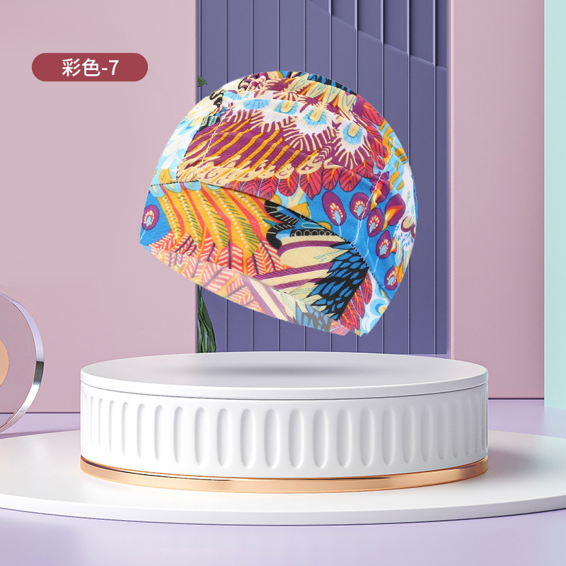 Sombrero de tela de natación adulto unisex cuidado del cabello protección del oído gorro de natación moda no-apriete cabeza plisada gorro de natación al por mayor