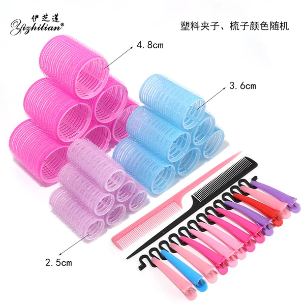 Put of transparent curly curly hairpin (4.8 rose red +3.6 blue+2.5 purple) 6 groups+12 plastic folders +2 combed combing hair
