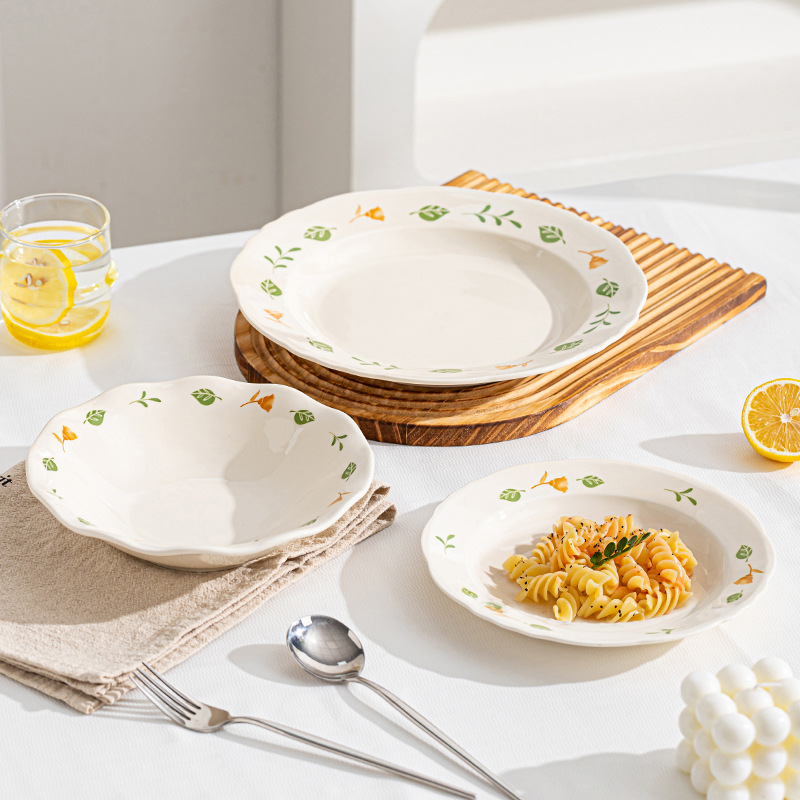 Conjunto de platos de color esmaltado japonés de alto valor, platos profundos, pequeños platos frescos, platos y platos image 4