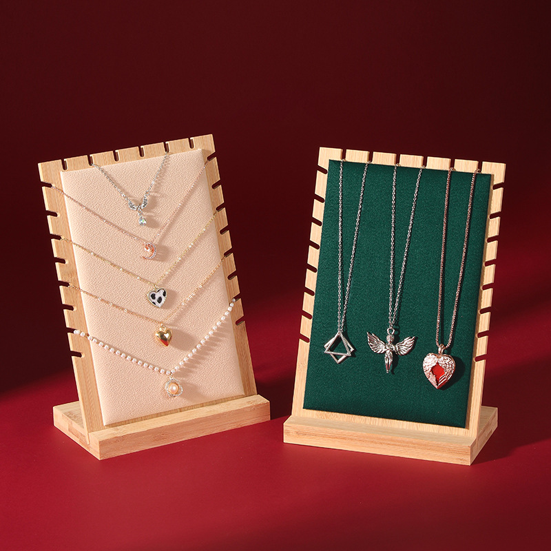 新款竹木中號項鍊展示架可拆卸首飾架鏈條吊墜收納架飾品掛架展板
