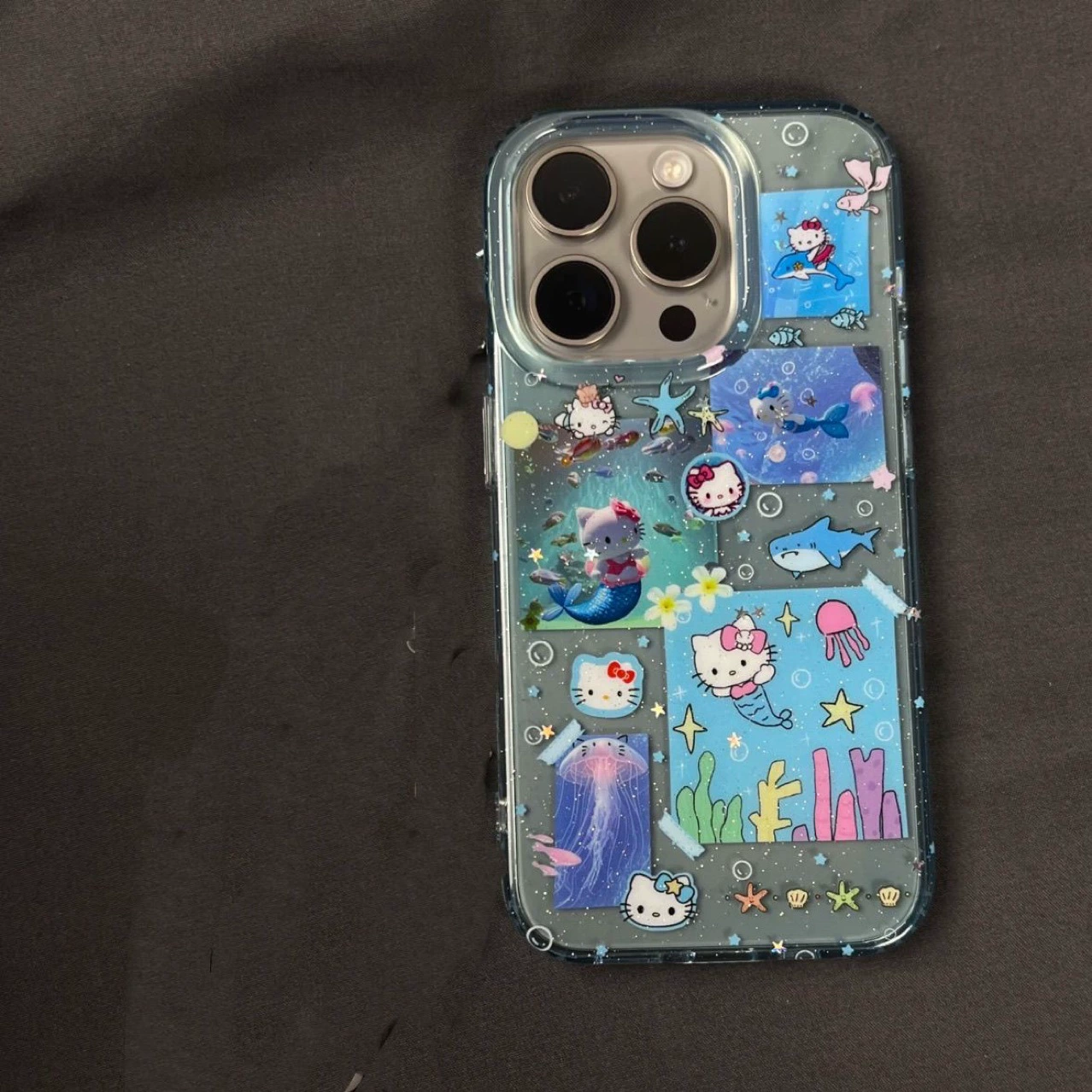Чехол для Apple iPhone 11–16, блёстки «русалка» с Hello Kitty и подвеской