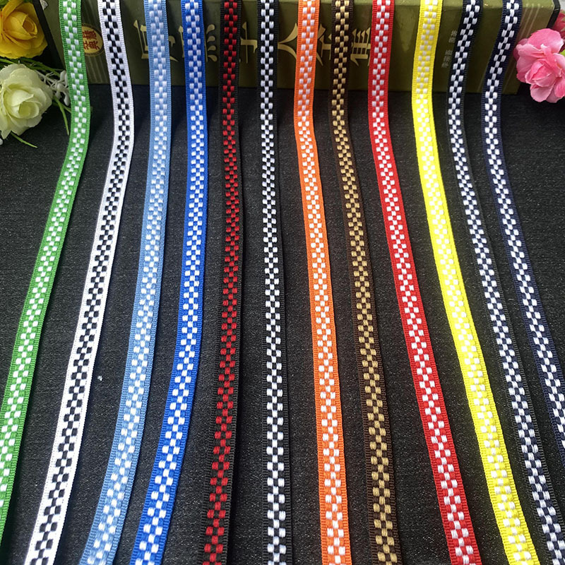 小香风涤纶提花织带格子黑白格织带后领压条服装饰品发饰家纺辅料