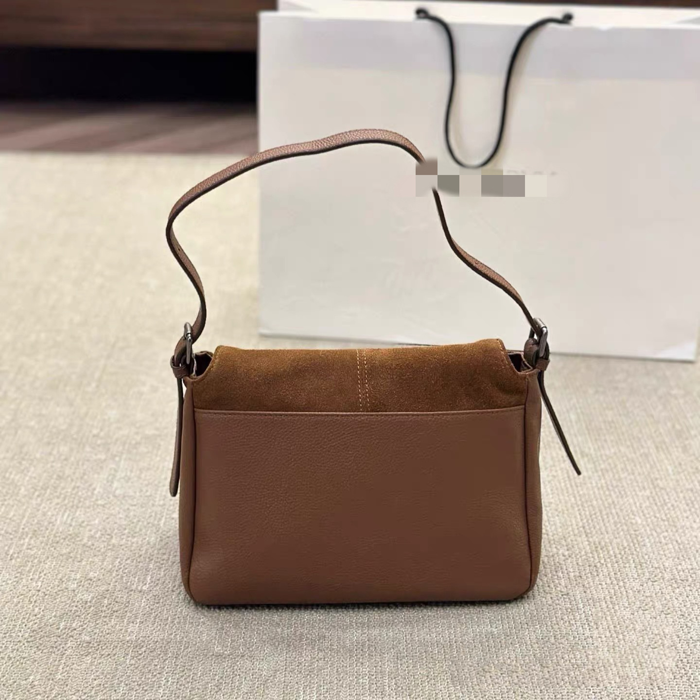 Luxury Style Suede Shoulder Bag For Women, Handbag And Crossbody Bag For Men, Textured Travel And Storage Bag - Thumbnail 2