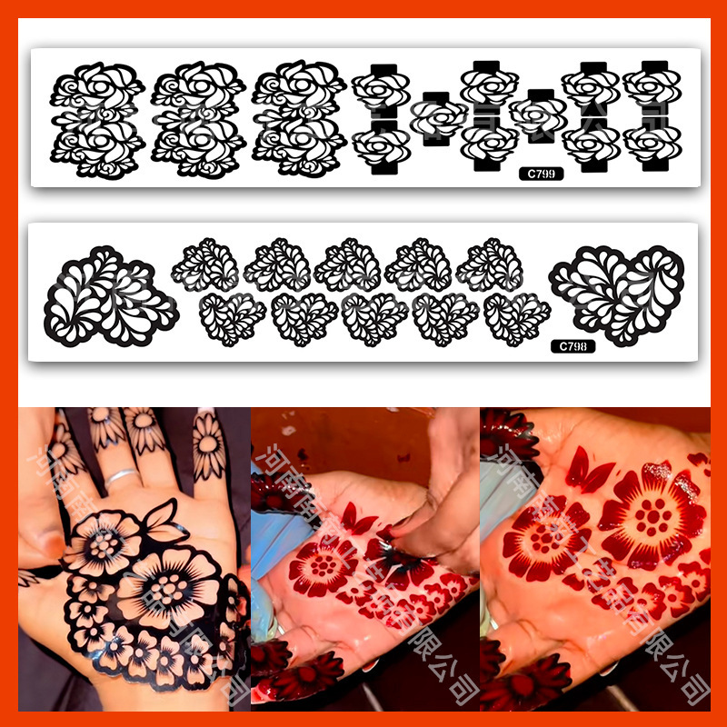 Cross-Border Henna Tattoo Hollow Template Henna Hand and Foot Temporary Tattoo Template African Large Pattern Palm Back
