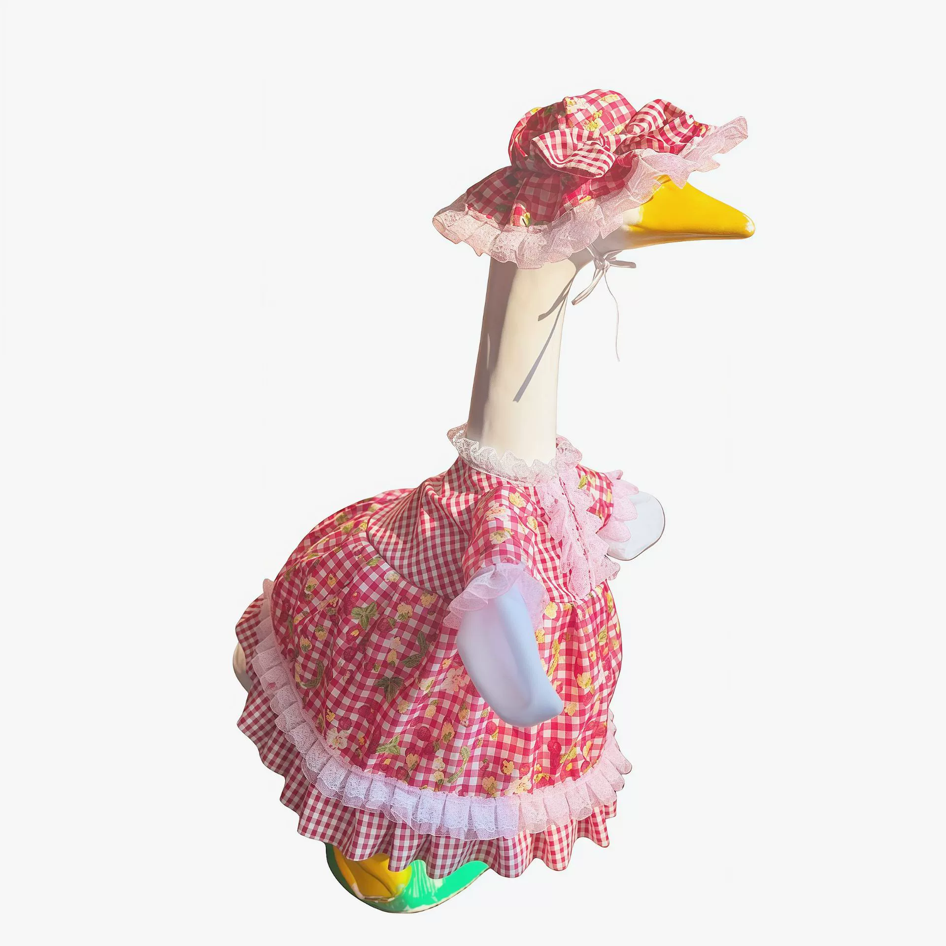 Кросс-бордердный лук Porch Goose Clothes 2025 Новая Большая белая утка Cherry Lolita одежда 58g