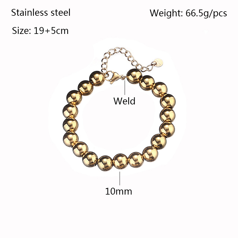 70g Weight Bracelets Classification 1 Piece Quantity Retro Ball Solid Color Stainless Steel Bracelets In Bulk