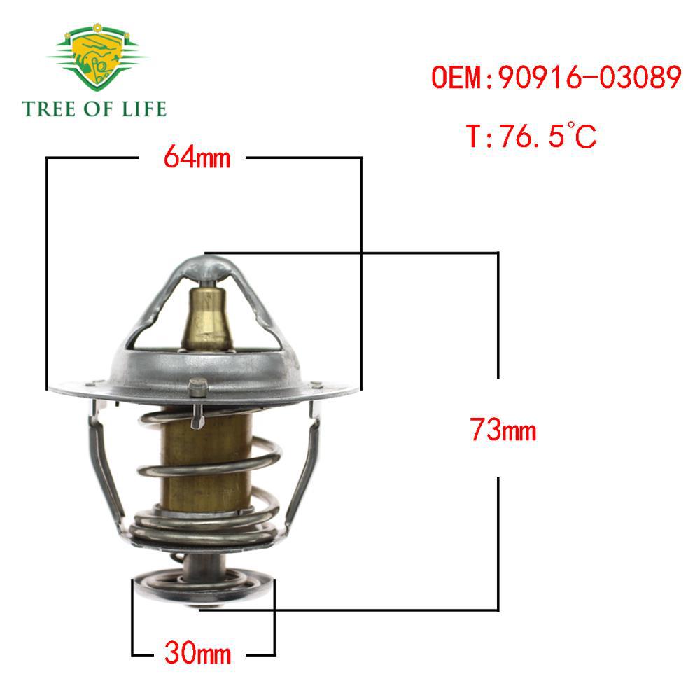 90916 - 03089 16346 - 32010 para TOYOTA HONDA 76.5 °C Termostato de motor