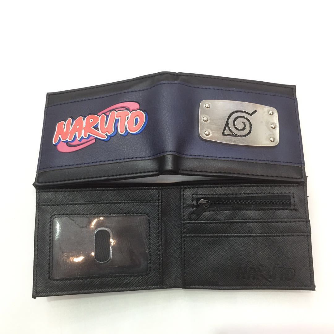 Naruto periferia billetera, Naruto Sasuke, cuatro generaciones de billetera roja, billetera corta, monedero de cambio de piel PU.