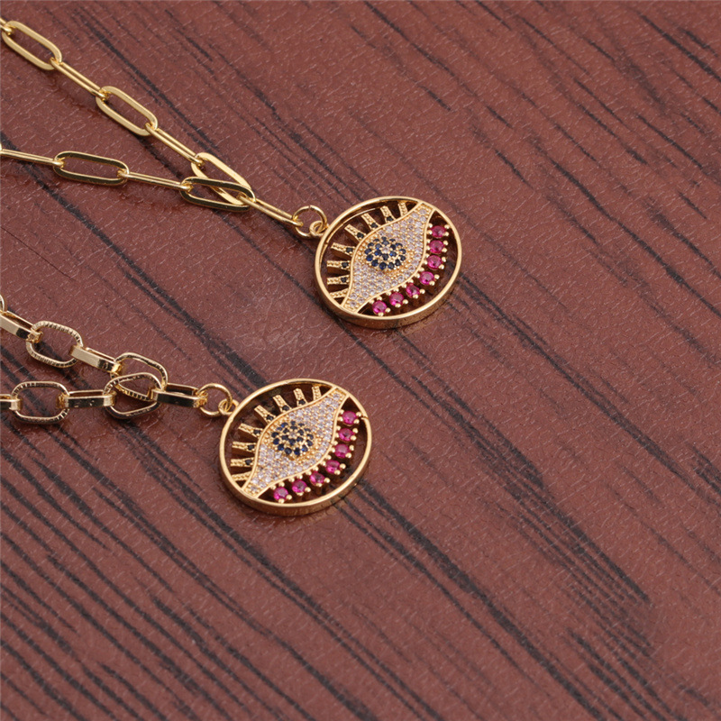 Fashion Eye Copper Inlaid Zircon Necklace Wholesale display picture 1
