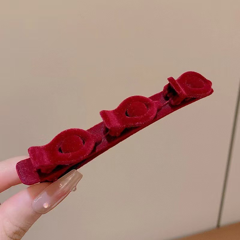 植絨編髮夾女神器絲絨側邊夾新款高端前額劉海網紅夾子頭髮飾發卡