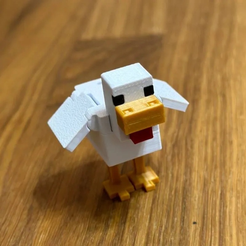 国境を越えた新製品 3D プリント Minecraft マインクラフト ホワイトフェザー チキン 可動キーホルダー おもちゃ デスクトップ装飾品|undefined