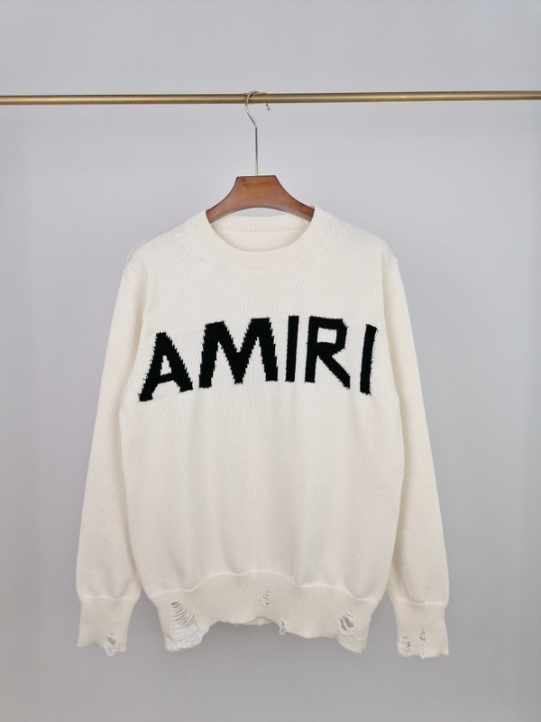 対外貿易卸売りAM1RIトレンドアルファベットロゴジャカード流蘇破壊破穴ゆるい風フード付き丸襟セーター|undefined