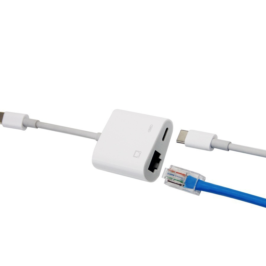 Type-C to RJ45 for Apple mobile phone to network cable with power supply ipad wired network 100MB