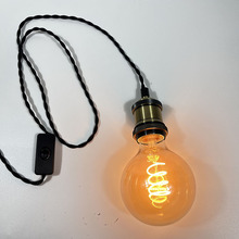 复古E27螺口带线插头线麻花开关线仿古灯座电线吊灯线LED灯头灯口