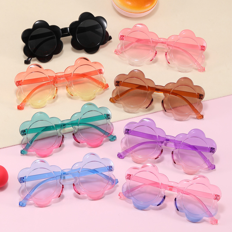 New One-Piece Color Children's Sunglasses Round Frame Amazon Children's Glasses Sun Protection Baby Sunflower Sunglasses