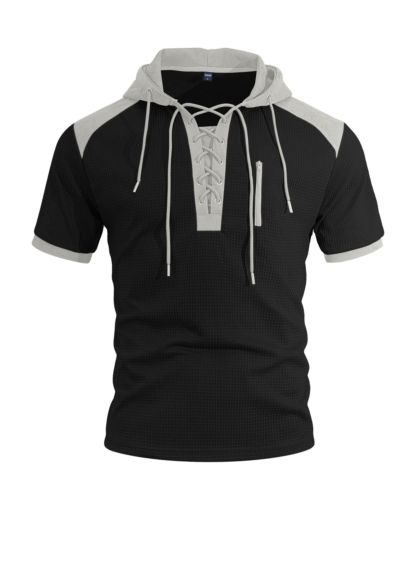 Amazon camisa europea y americana con capuchón de manga corta TK Henry camiseta europea correa de correa de correa de correa de comercio exterior camiseta deportiva casual hombre