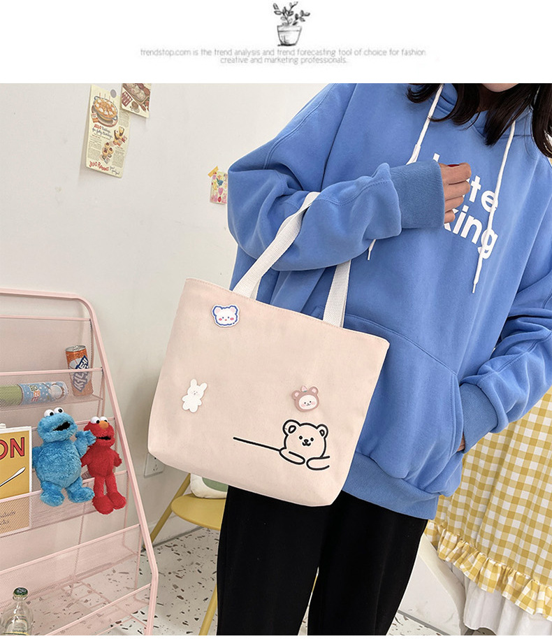 2022 New Japanese-style ins fresh and clean shopping storage bags, lunch boxes, bento bags, girls' handbags, canvas bags Specification drawing