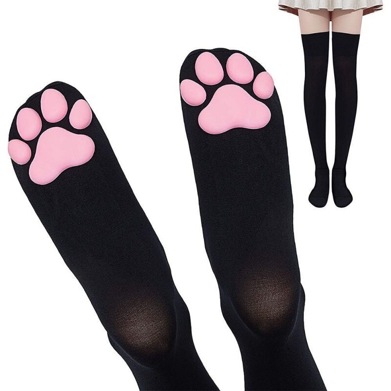 猫猫丝袜立体长筒可爱日系猫爪二次元动漫过膝袜洛丽塔肉垫|undefined
