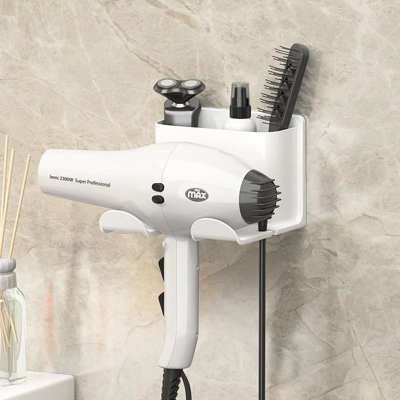 Rack de secador de pelo sin perforación de baño tipo pared soporte de secador de pelo de baño tubo de aire de almacenamiento rack percha