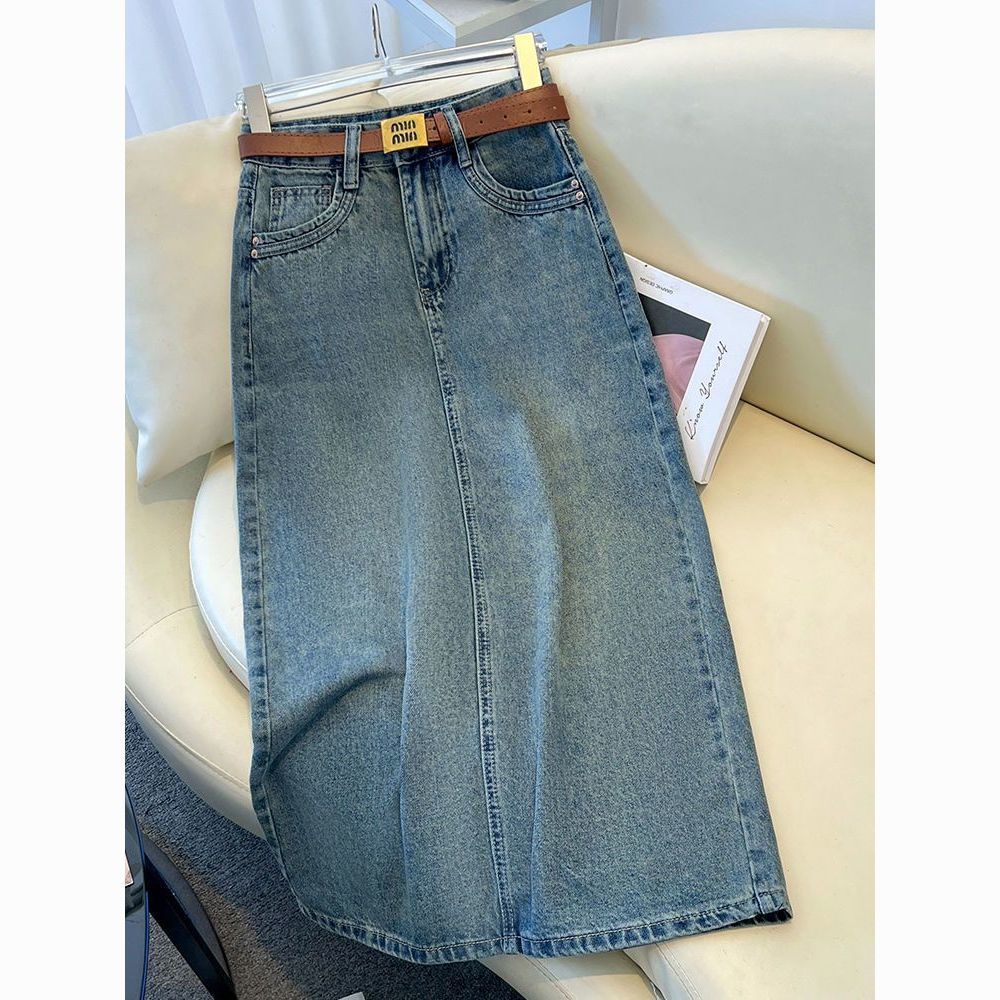 批发牛仔裙半身裙女春秋季新款高腰中长裙a字显瘦梨形身材包臀裙