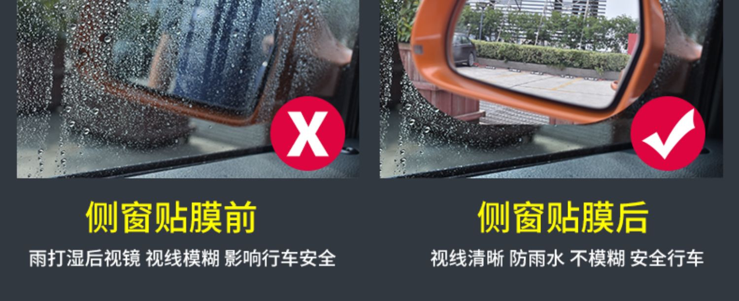 Car rearview mirror rainproof film, anti-fog reflective mirror glass waterproof film, universal full-screen side window accessories