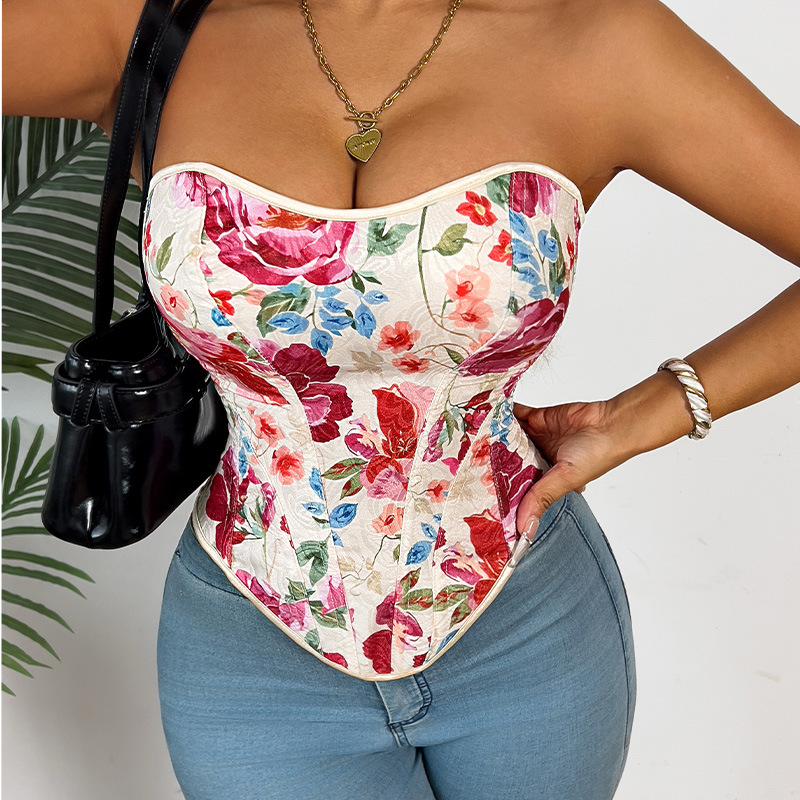 Nuevo chaleco de pintura al óleo de galía corto sexy envuelto en la parte posterior de la chaqueta retro vestimenta de cuerpo