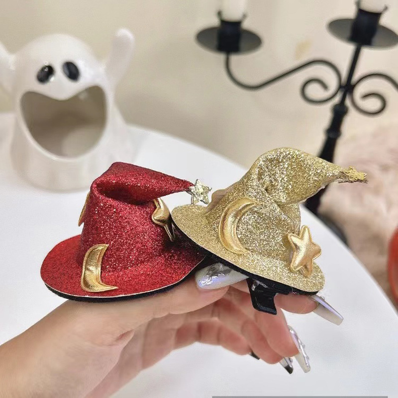 国境を越えたハロウィーンのヘアピン巫師帽髪飾り鬼節日パーティーかわいいサイドクリップ子供が頭飾りの女性のヘアピンを責める|undefined