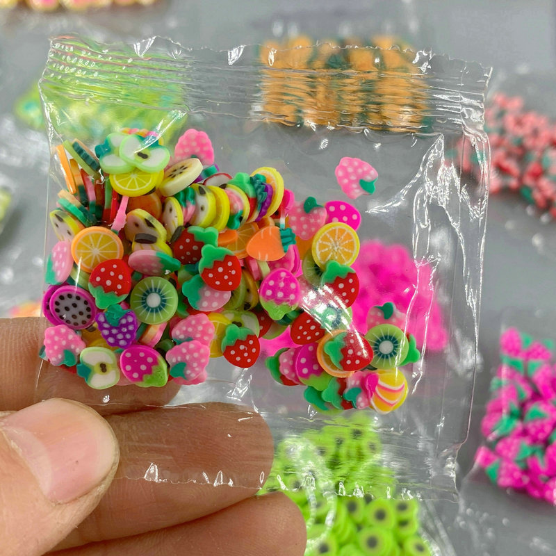 仿真水果软陶片史莱姆装饰物草莓片菠萝片3克小包装奶油胶填充物
