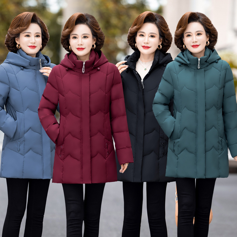 Brand 2025 New down Jacket Women's Mid-Length Mother's Wear Thickeneded White Duck down Jacket for Middle-Aged and Elderly People