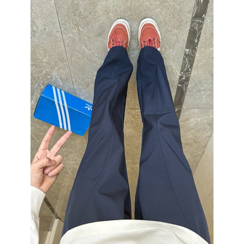Navy Blue Quick-Dry Casual Pants for Men, New American-Style Cleanfit Loose Straight-Leg Sports Trousers, Trendy Men's Fashion Navy Blue Quick-Dry Casual Pants for Men, New American-Style Cleanfit Loose Straight-Leg Sports Trousers, Trendy Men's Fashion