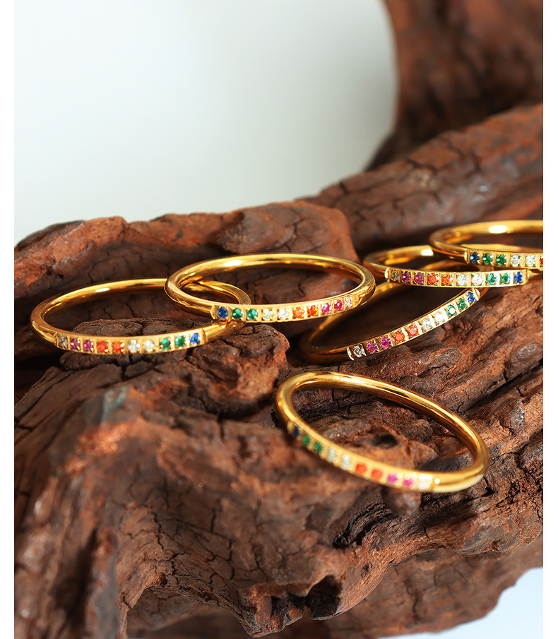 Daily Occasion Titanium Steel Material Geometric Pattern PVD Coated Real Gold Plated Geometric Titanium Steel Fashion Waterproof Non Tarnish Rings