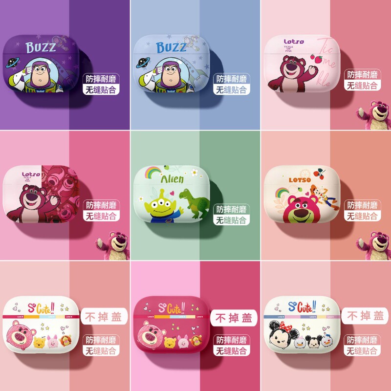 Strawberry Bear Family Airpods4 Protective Cover Cartoon Water Sticker Suitable for Apple 1/2/3/Pro Bluetooth Headphone Case