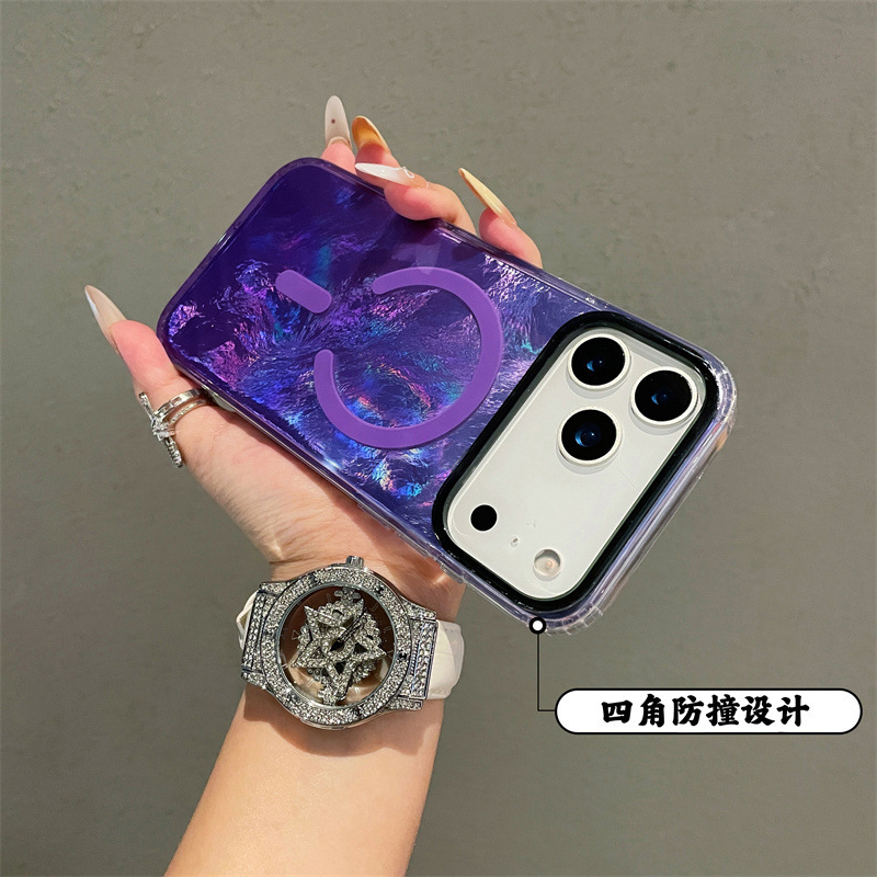 渐变撞色适用苹果17手机壳17promax冰川纹磁吸壳炫彩防摔17pro|undefined