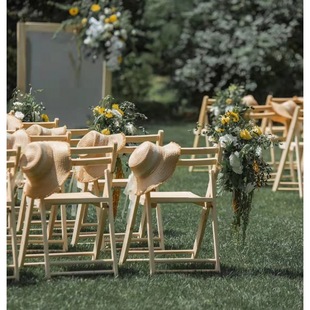 Outdoor Wedding Chair Wedding Solid Wood Folding Chair Banquet Chair Hotel Wedding Chair Lawn Wedding Chair White Simple