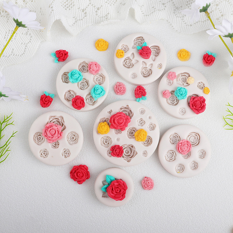 Rosas de hoja de silicona molde de cinta magnética mousse pastel de chocolate aromático decoración accesorios de goteo