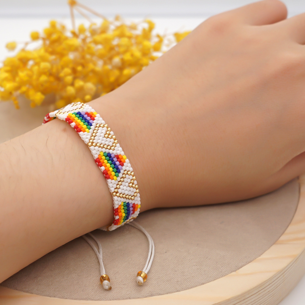 Pulsera De Corazón Tejida Con Cuentas De Arco Iris Étnico Al Por Mayor Nihaojewelry display picture 18