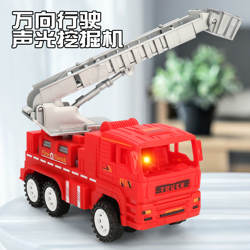 Nueva universal eléctrica camión de bomberos música luz escalera modelo simulación juguete mercado nocturno
