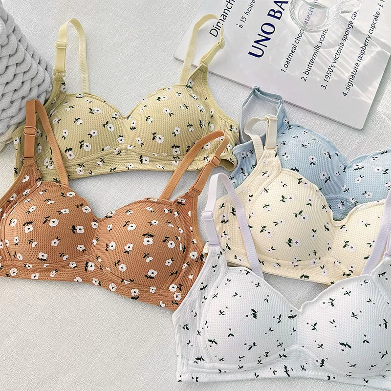 Милая Маленькая Цветочница нижнее белье Простой Сладкий жилет бюстгальтер дышащий и удобный, чтобы предотвратить провисание женщины