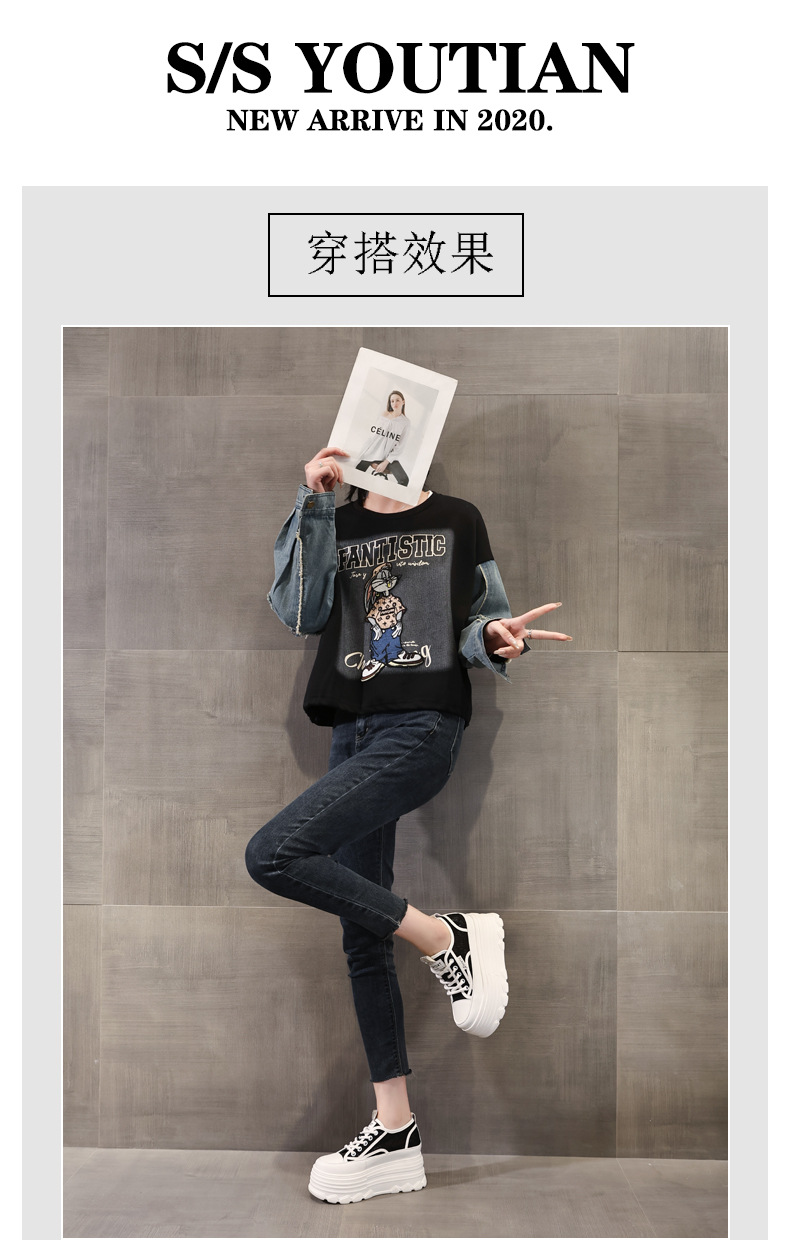 Giày sneaker nữ đế dày lưới thoáng khí phối trắng dễ mặc — Màu đen chi tiết 8