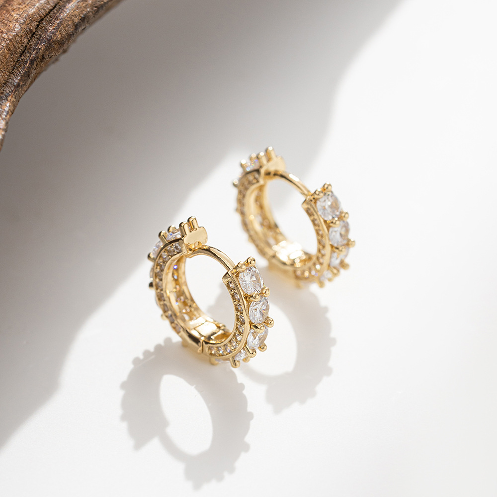 Geometric Pattern 1 Pair Simple Style Geometric Copper Zircon Hoop Earrings