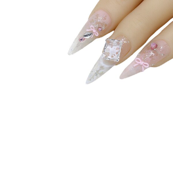 fuchsia small nail decoration with bow