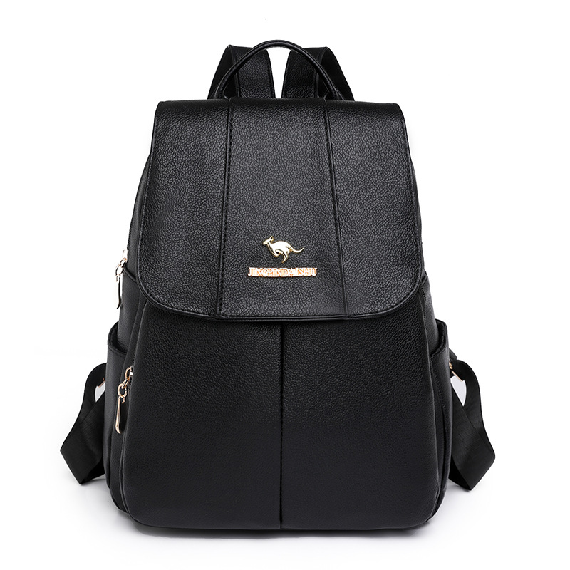 Amazon nueva mochila de cuero suave para mujer casual moda retro de gran capacidad mochila de viaje al aire libre mochila escolar de moda