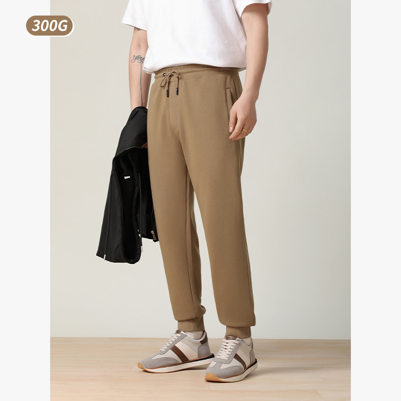 300g tela antibacteriana cremallera casual sweatpants hombres de alta cintura punto pantalones otoño nueva pareja básica