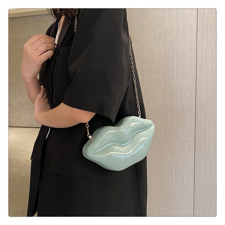 Lips Pattern All Seasons Season Women's Gender Women's Small Pvc Lips Streetwear Square Magnetic Buckle Shoulder Bag Crossbody Bag