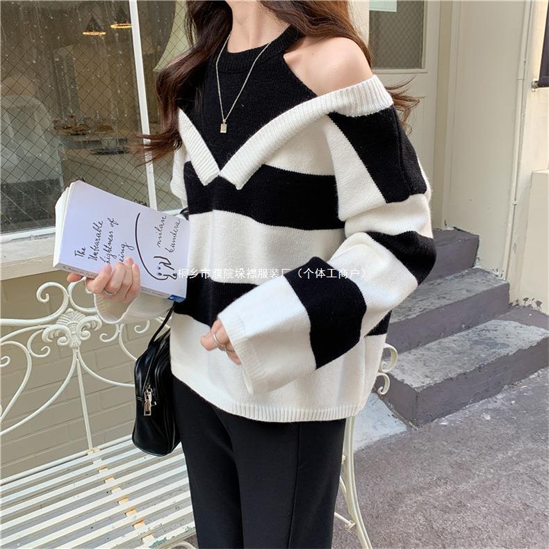 24 invierno Puyuan ropa privada de mujer de cachemira cuello grueso cuello colgante suéter suelto