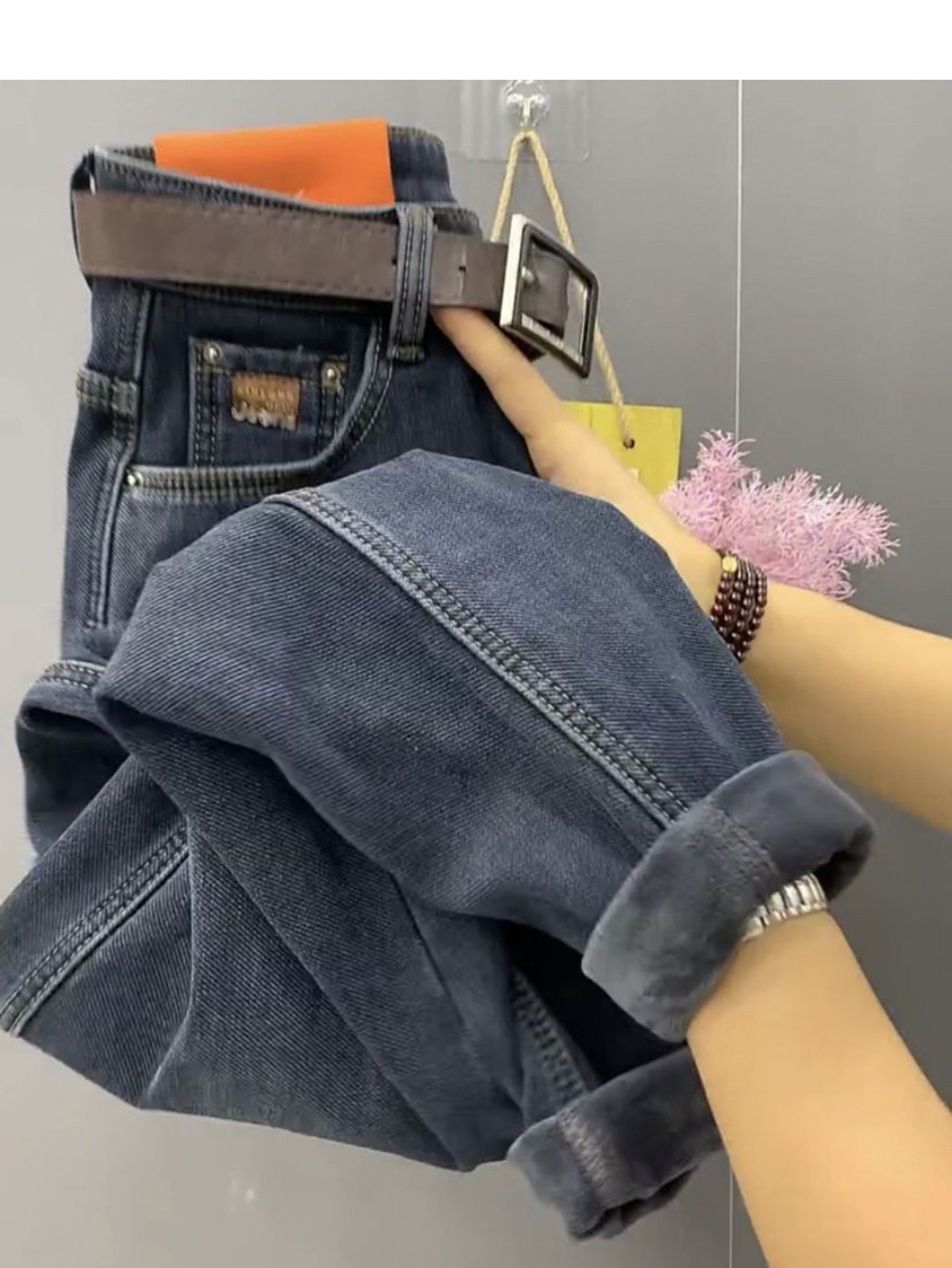 plus Size Fleece Lined Straight Leg Jeans High Waisted Slimming Cropped Dad Style Harem Pants for Women Autumn Winter Casual Fashion_voghion.com