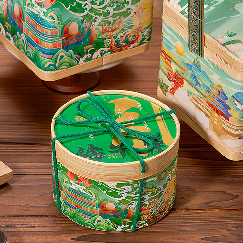 2024 Dragon Boat Festival Bamboo Basket Zongzi Gift Box Exquisite Hand-painted Chinese Style Bamboo Woven Empty Gift Box